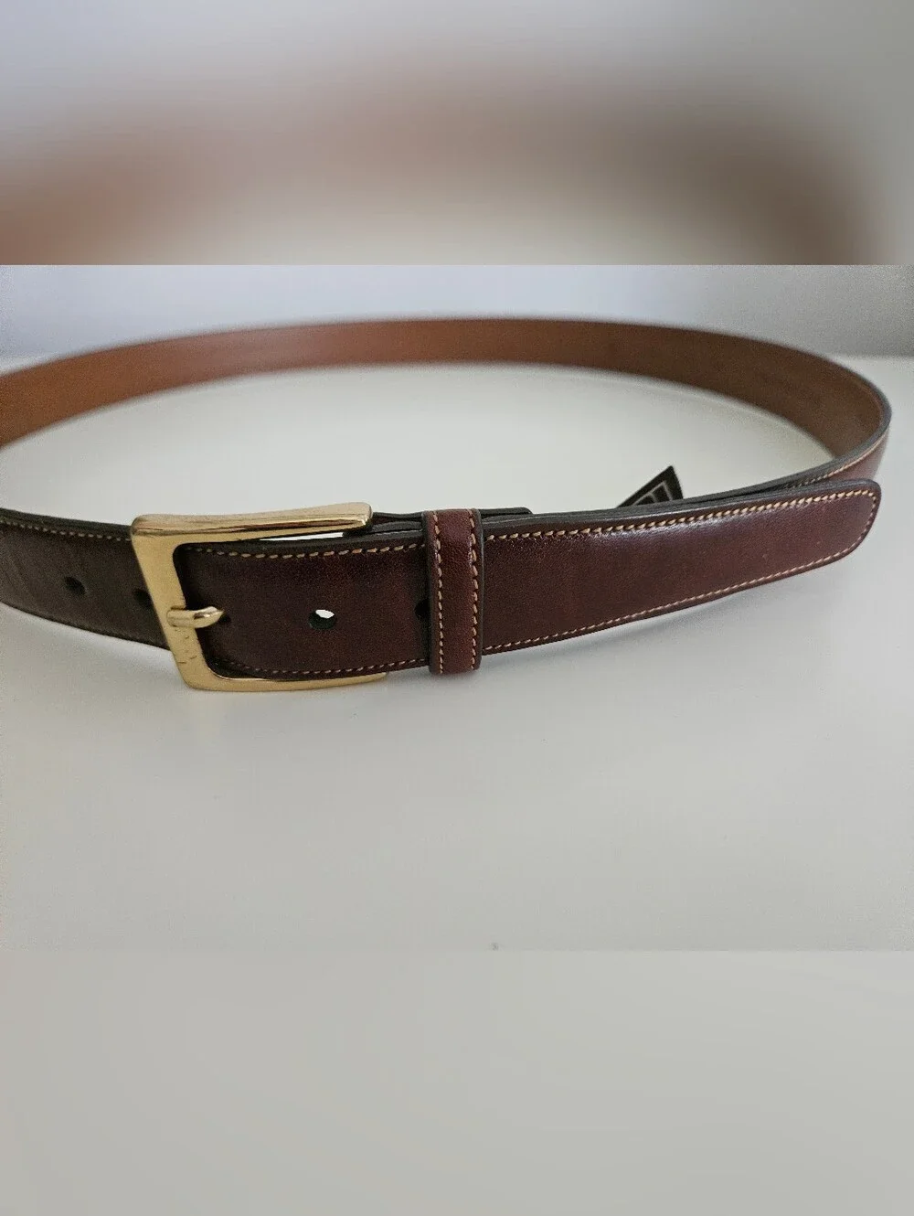 TRAFALGAR Brown Leather Dress Gold Buckle Belt | SZ 42